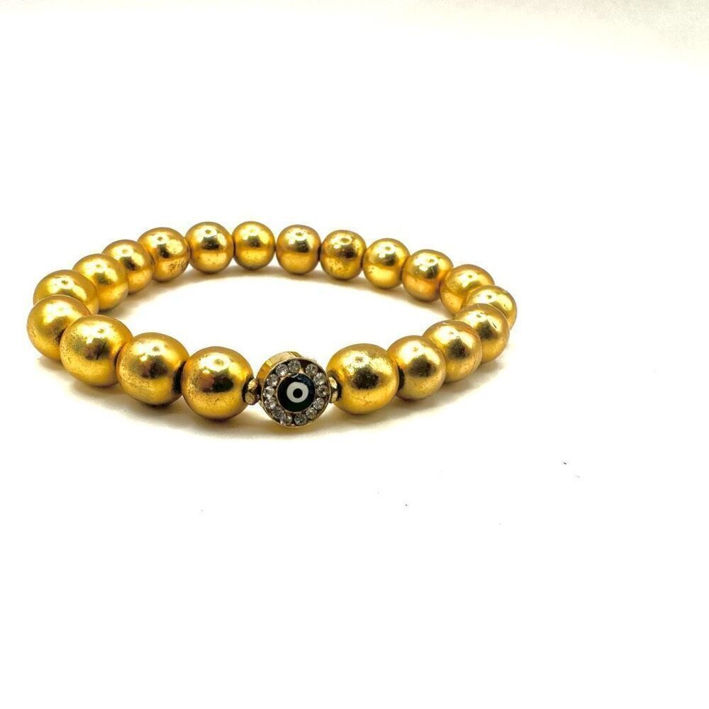 Gold tone evil eye stretchy bracelet